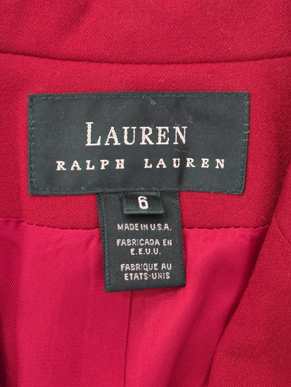 Vtg Lauren Ralph Lauren USA Red Crest Worsted Wool Blazer 6 Old Money Preppy - Picture 4 of 9